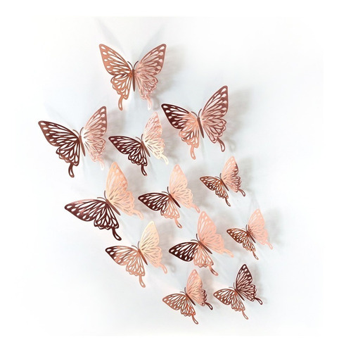 12 Mariposas Decorativas 3d Metalizadas Adhesivas