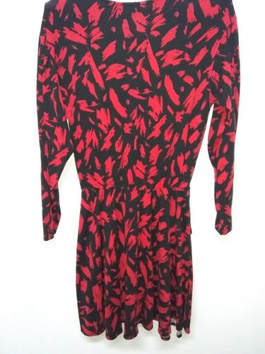 Zara Vestido Rojo Con Negro