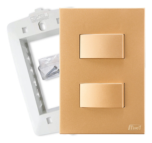 Interruptor De Luz Duplo Paralelo Ouro Nobre Apagador Blux