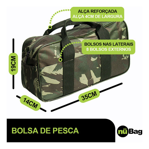 Kit Pesca Completo Com Bolsa, Porta Vara 1,2m E Estojo Anzol