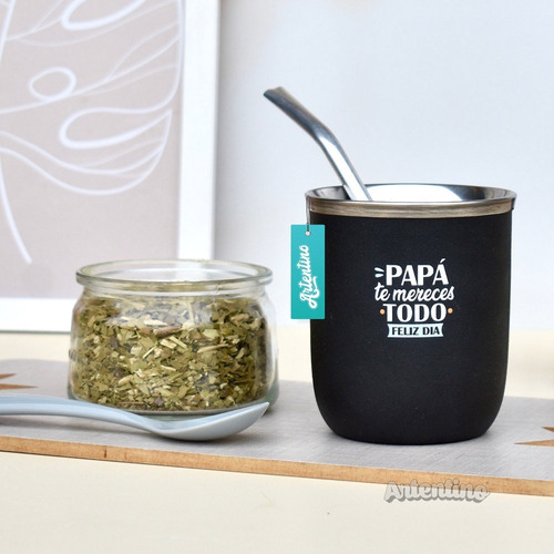 Imagen 4 de 7 de Mate De Acero Clásico Doble Capa Día Del Padre Papá Hombre