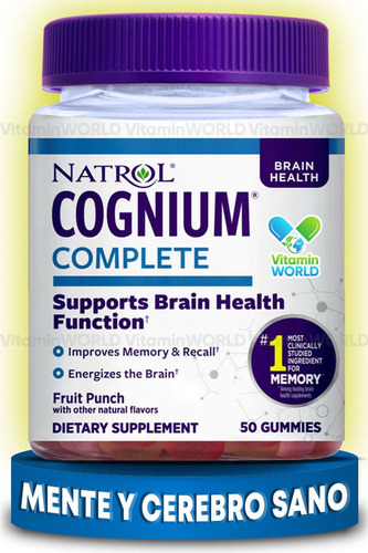 Natrol Cognium Complete Cognitivo 50 Gomitas Ponche Frutas Sabor Ponche de frutas