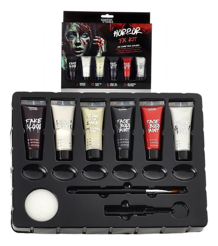 Splashes & Spills Horror Fx Makeup Kit - 9 Piece Set, Sfx Ma