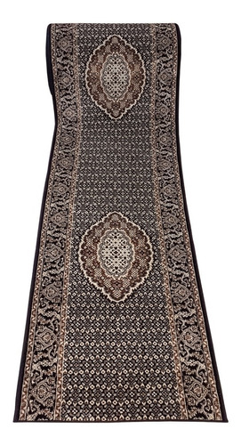 Passadeira 1,5m Tabriz Mahi Indiano 66x150cm Tpo Persa Belga Cor Preto Desenho do tecido Clássico