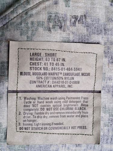 Uniforme Militar Campera Woodland Camuflada Original U.s.a.