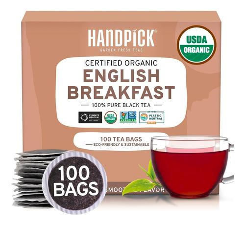 Handpick, Bolsitas De Te Negro Organico Para El Desayuno Ing