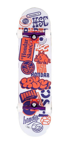 Skate Montado Hondar Semi Pro Stickers Azul/branco