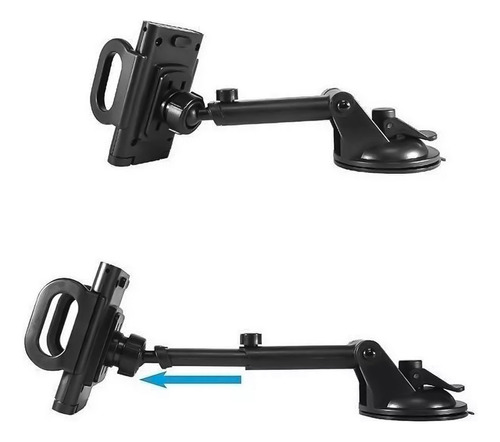 Soporte Celular Para Auto Brazo Largo Extendible 360 D Color Negro A-1 P-1