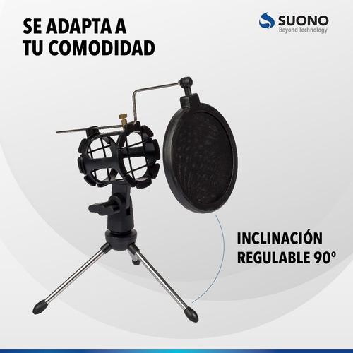 Imagen 4 de 10 de Soporte Suono Tripode Para Microfono Filtro Antipop De Mesa