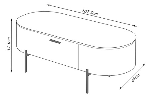 Mesa De Centro Bento Com 1 Gaveta Pés Metálicos Dourados Cor Off white