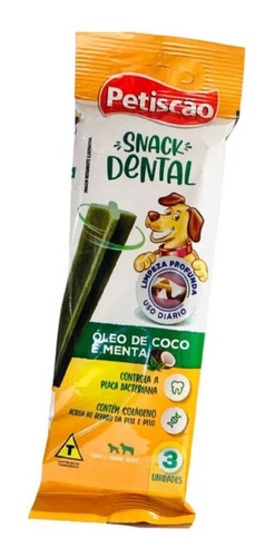 Petisco Snack Dental Óleo De Coco E Menta Uso Diário C/3 Uni