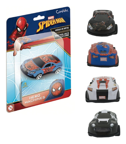 Brinquedo Sortido Mini Carrinho Do Spider Man Pull Back