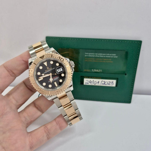 Rolex Yacht-master 40mm Ouro Rosé & Aço Black Dial Completo Dourado/prateado Dourado Preto (Usado)