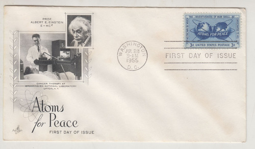1955 Usa Sobre Primer Dia Atoms For Peace Einstein Vintage