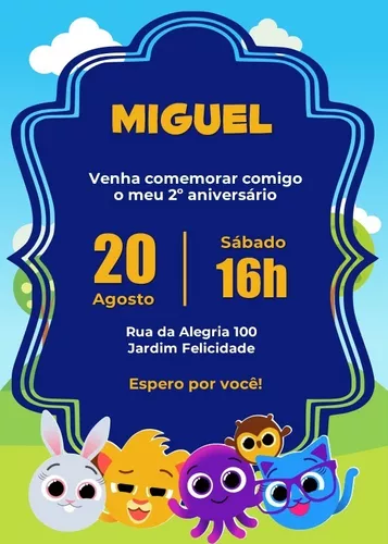 Grátis - Fazer convite online convite digital aniversário bolofofos