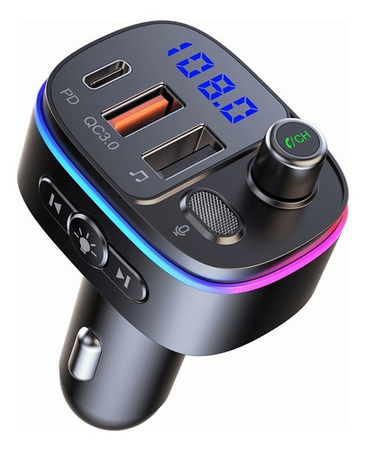 Transmisor Fm Bluetooth Auto, Pd20w Qc3.0, Iluminación Rgb