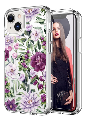 Funda Icedio Para iPhone 13-flores Rosas Y Moradas