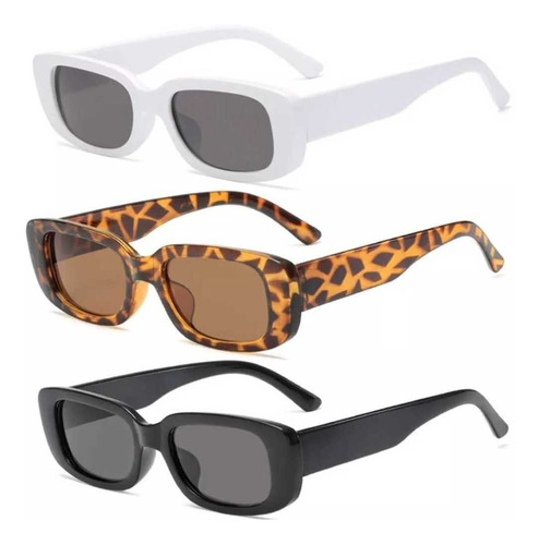 3piezas Gafas De Sol Rectangulares Estilo Retro De Diseñador