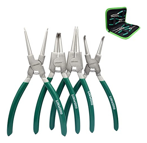 Ginword 9-inch 4 Pcs Snap Ring Pliers Set, Circlip Pliers Ki