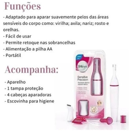 Aparador De Pelos Sweet Sensitive Precision Com 4 Cabeças