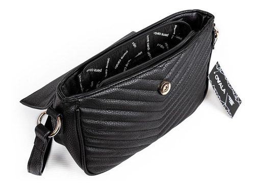 Cartera Bandolera Mujer Cuero Sintetico Negra Pierre Cardin
