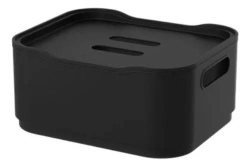 comprar Canasta Caja Almacenaje De Plástico Pequeña Con Tapa - Negro