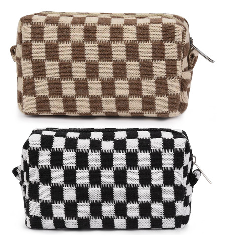 2 Bolsas De Maquillaje A Cuadros, Bolsa De Cosmticos De Viaj