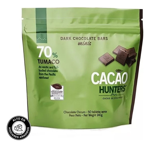 Cacao Hunters Chocolate Tumaco 240g - Kg a $39000