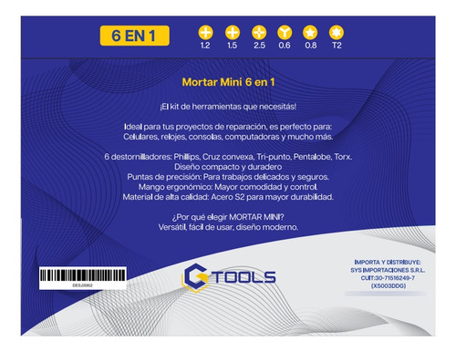 Destornilladores De Precisión Y Calidad Mortar Mini G Tools