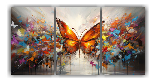 240x120cm Diptico Decoración Pop Art Pinturas De Mariposas 