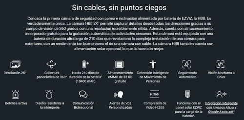 Imagen 3 de 10 de Camara Seguridad Ip Wifi 2k Ezviz Hb8 Exterior 360 Bateria