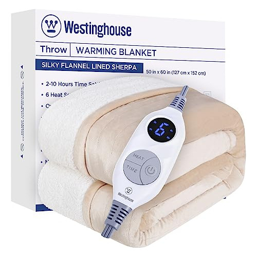 Heated Blanket Throw, Electric Throw With 6 Heating Lev...