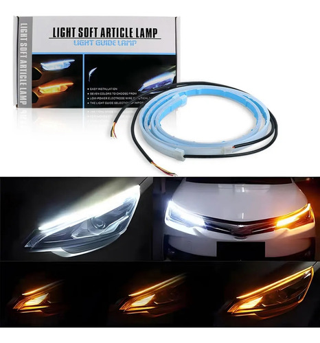 Cinta Led Slim Faros Secuencial 60cm Blanco Amarillo