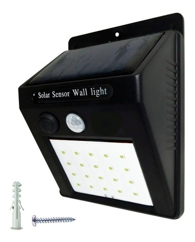 Aplique Reflector Led Panel Solar Sensor Movimiento 20 Leds Color de la carcasa Negro Color de la luz Blanco frío