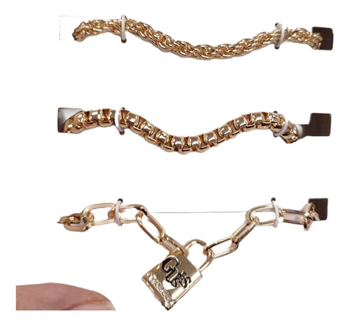 Juego De 3 Pulseras Guess, Originales, Doradas, Regalo Mama