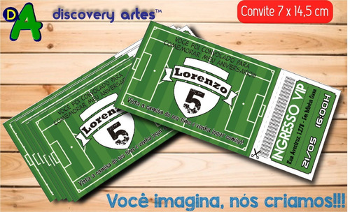 Imagem 1 de 1 de 42 Convites Ingresso Campo De Futebol + Convite Digital