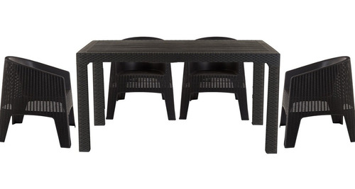 Juego De Jardin Mesa Niza + 4 Sillones Ibiza Gardenlife Estructura Negro