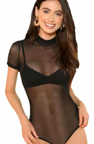 Bodysuit Media Polera Body Transparente Mujer Sexy Dama