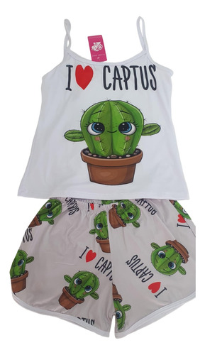 Pijama De Cactus Short Y Blusa