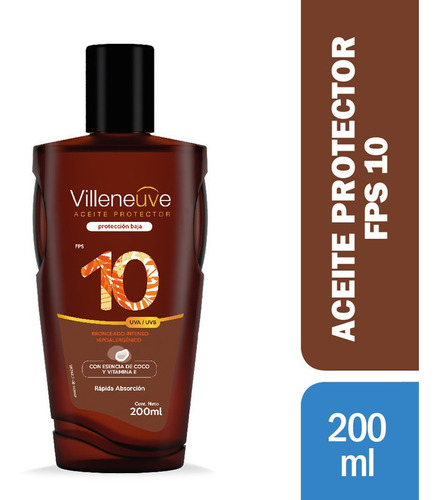 Villeneuve Aceite Protector Bronceador Fps10 X 200 Ml