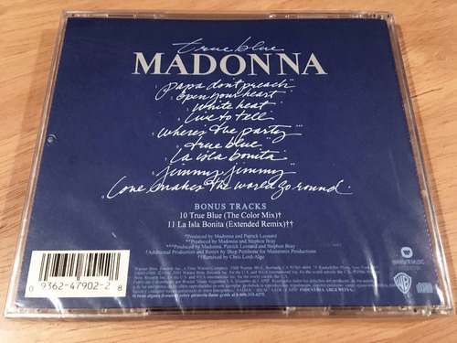 Madonna True Blue Cd Remastered Bonus Tracks Sellado 2001