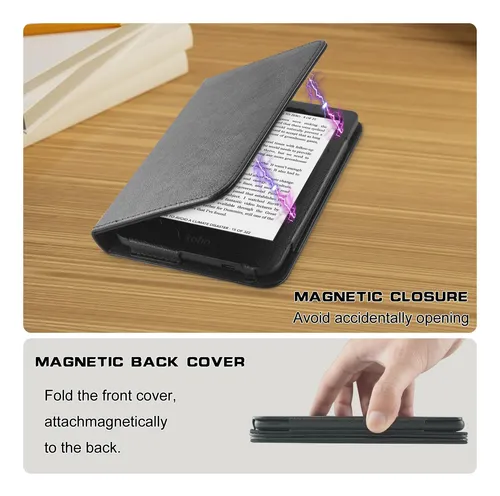 Funda Para Kobo Clara Colour/bw/2e/tolino Shine Cuero Negro