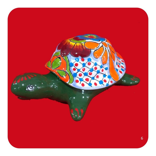 Imagen 1 de 1 de Alhajero Tortuga De Cerámica Tipo Talavera 20x12x10 Cm M6