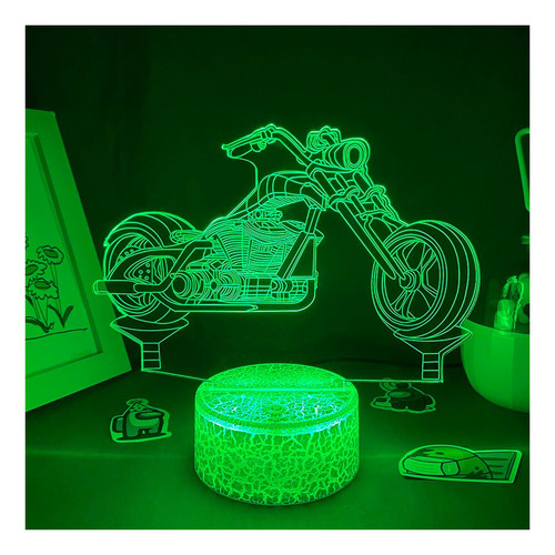 Luz Nocturna Led Con Forma De Motocicleta Con Ilusión 3d, Re