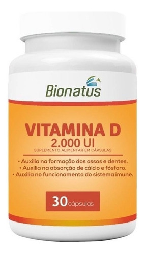 Vitamina D - 2000 Ui Com 30 Cps Bionatus Sabor Sem Sabor