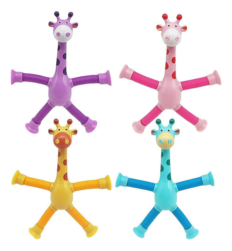 Girafas Pop It Tubo Estica Gruda Puxa Montessori 4 Unidades