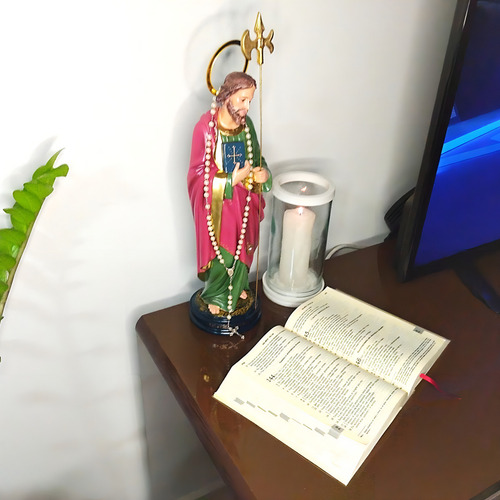Linda Imagem Escultura São Judas Tadeu 30cm Durata Cor Vermelho