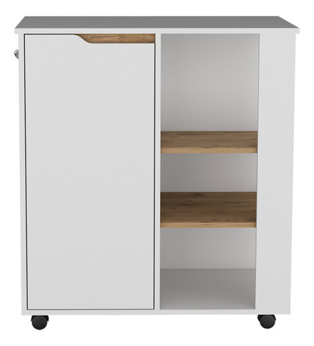Mueble Microondas Soler 1p 4r - Blanco Mqz / Macadamia
