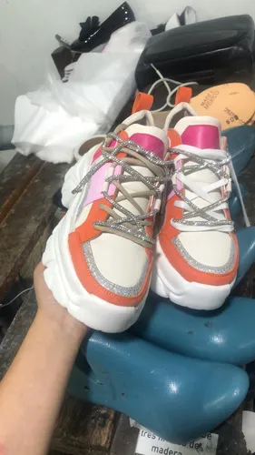 Tenis Plataforma Chunky Pedreria Agujeta Brillos Mujer Dama