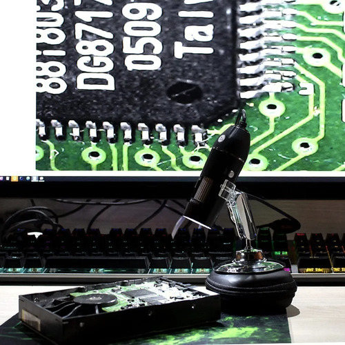 Microscópio Zoom 1600x Cam 2.0 Mp Profissional Digital Usb Cor Preto